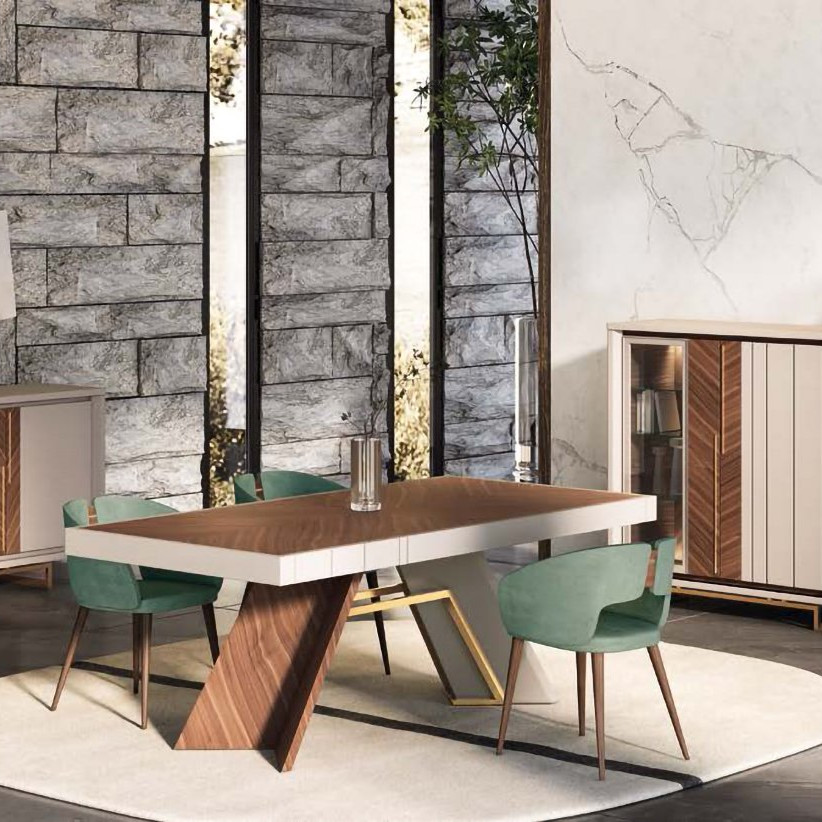 Обеденный стол Noble из массива дерева с мягкими стульями